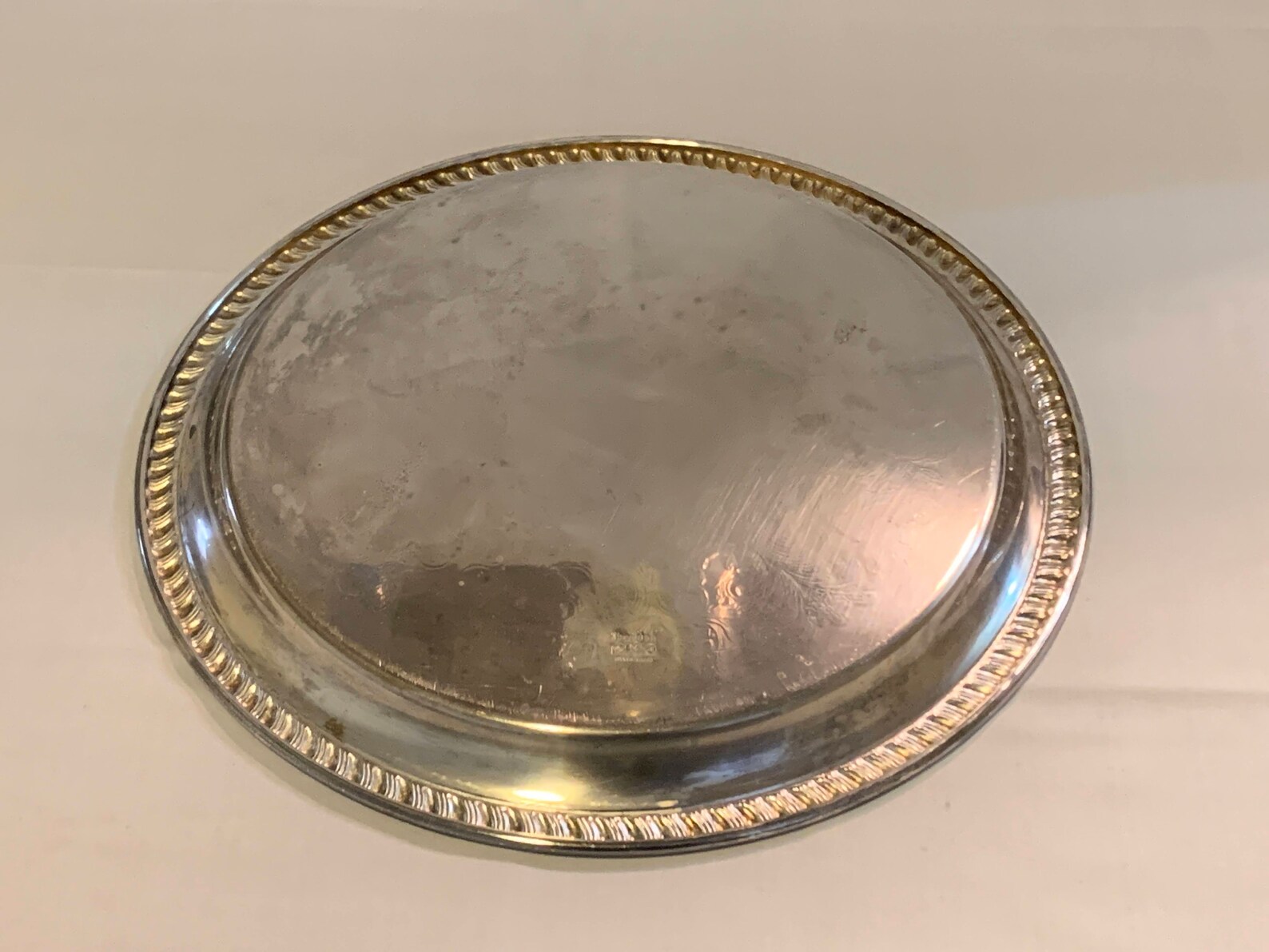 Vintage Silver plated Platter with writing Etsy