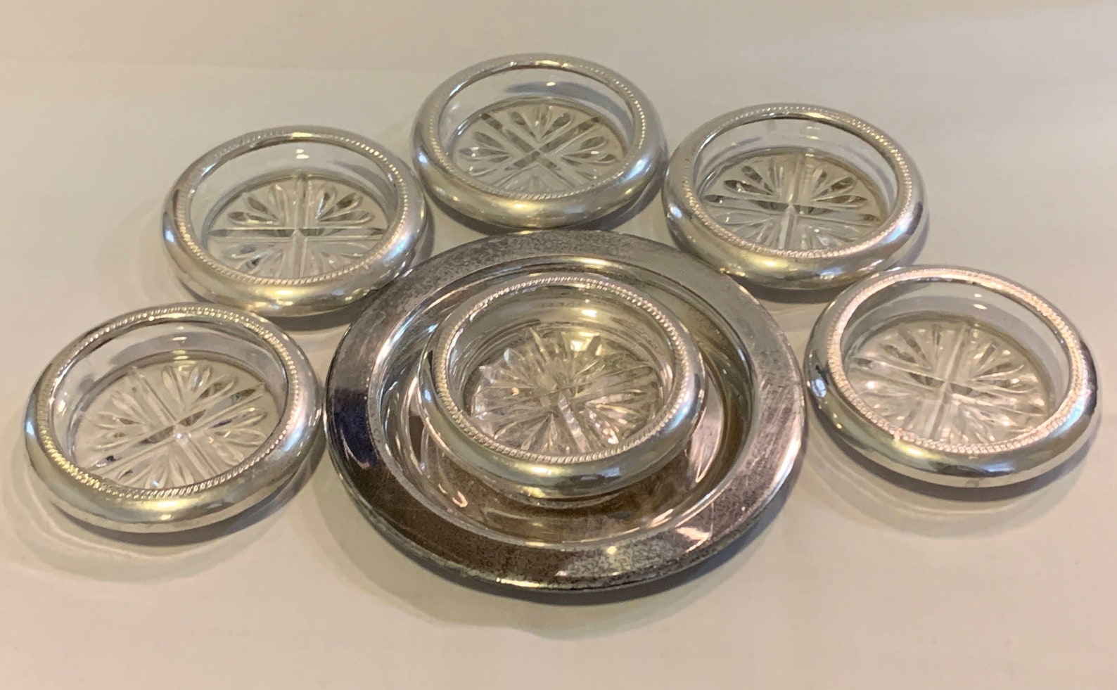 Vintage Silver plated coaster set with tray Etsy