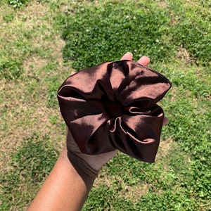 Brown Scrunchie | Satin Scrunchies, Elastic Satin Hair Ties | Hair Accessories | Hair Ties for Everyone