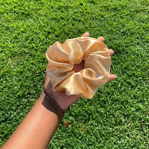 Light Gold Scrunchies | Satin Scrunchies, Elastic Satin Hair Ties | Hair Accessories | Hair Ties for Women, Girls