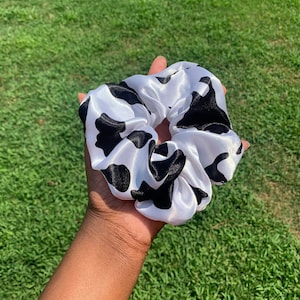 Cow Print Scrunchies | Satin Scrunchies, Elastic Satin Hair Ties | Hair Accessories | Hair Ties for Women, Girls