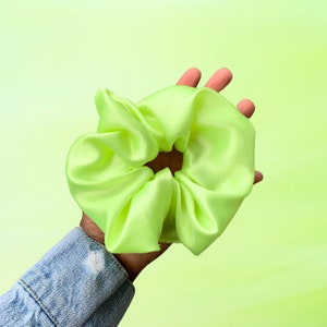 Light Yellow Scrunchies | Satin Scrunchies, Elastic Satin Hair Ties | Hair Accessories | Hair Ties for Women, Girls