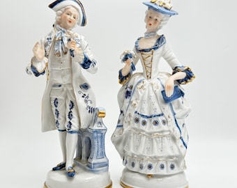 Vintage German Porcelain Figurines, 18th Century Rococo Couple