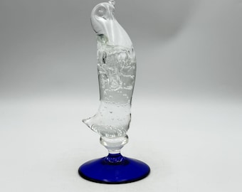 Vintage Penguin Paperweight Figurine – Clear Transparent Glass, 7 Inch Collectible