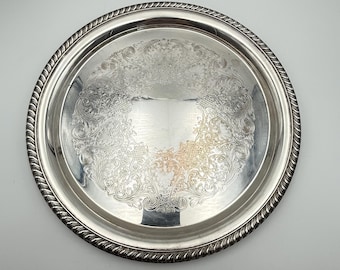 Vintage W. M. Rogers Silver Plated Round Serving Tray, 12''width