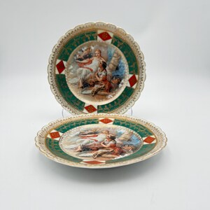 Antique Royal Vienna Austrian Porcelain Plate, Figural Classical Scene Cabinet Plate, 6'' Inch ,Set of 2