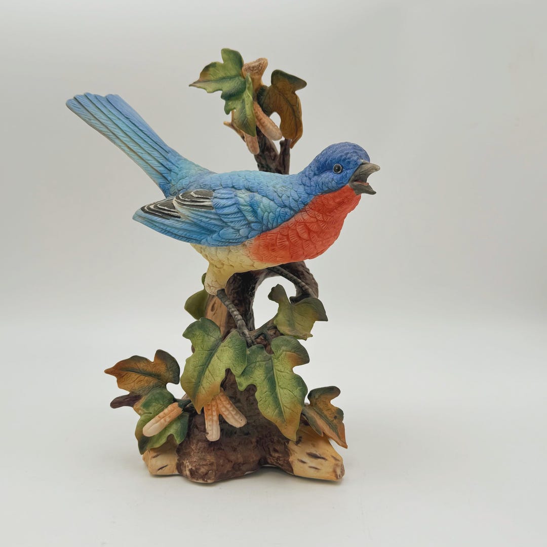Vintage Porcelain Blue Bird Figurine - Etsy