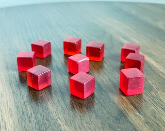 Vintage Red 16mm Cubes 10 pieces