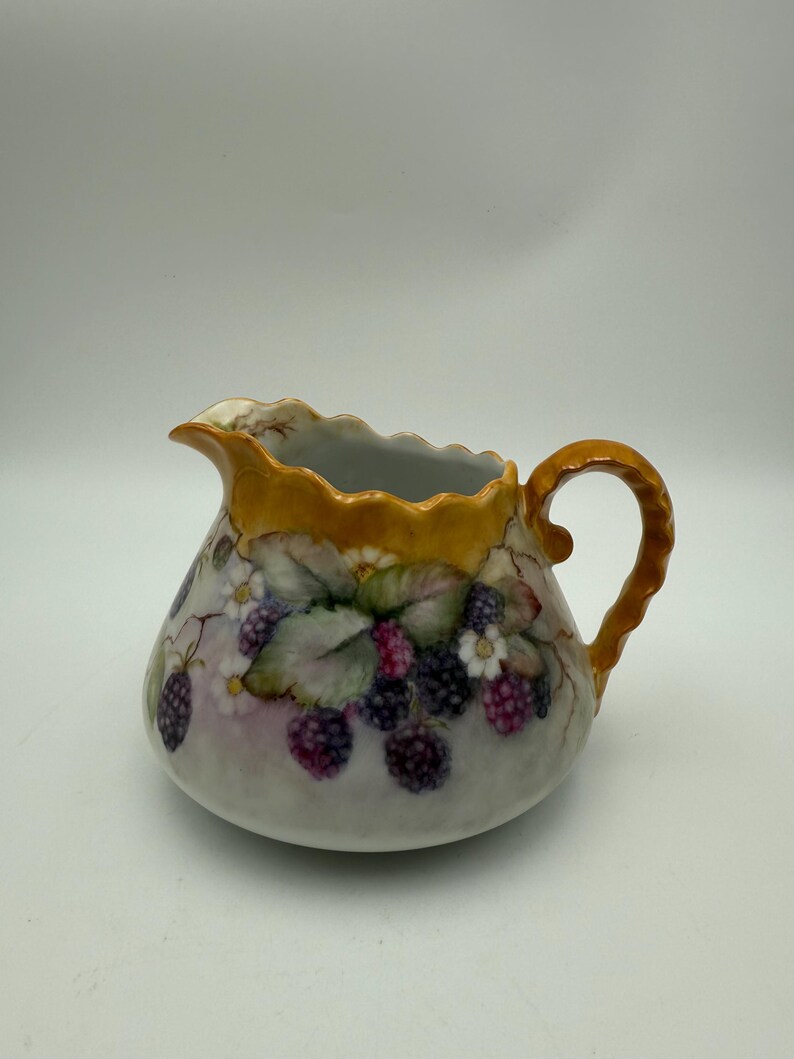 Vintage Raspberry Ceramic Pitcher Vintage Hand Painted Black Raspberry Design Pitcher 3.8''height and 5.5 ...