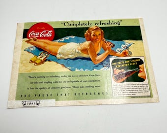 Vintage 1941 Coca Cola "Completely Refreshing" and Ethyl Gasoline Print Ads