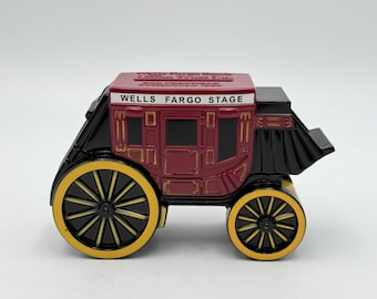 Wells Fargo Metal Stagecoach Piggy Bank, Christmas Village Décor, No Key,