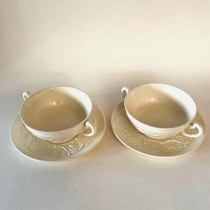 Wedgwood Patrician Cream Soup Bowl & Saucer Set: Liverpool Barlaston Earthenware