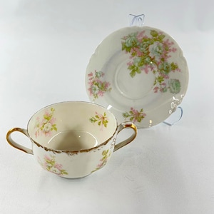 Vintage Haviland France Limoges Tea Cup and Saucer/ Fine Porcelain with Delicate Floral Design
