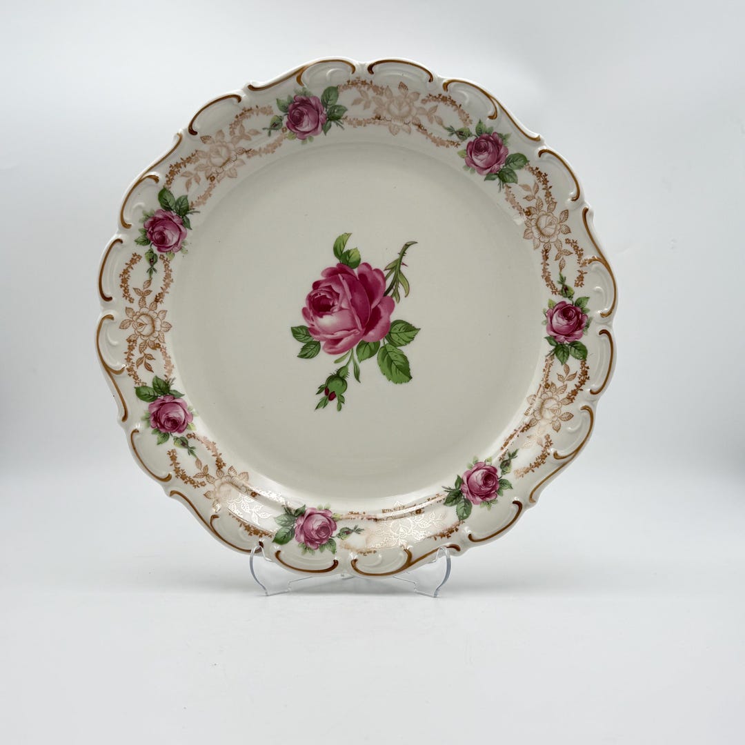 Vintage Schumann Arzberg Bavaria Pink Rose and Gold Embossed Design ...