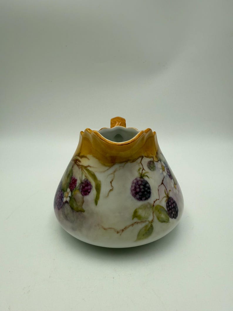 Vintage Raspberry Ceramic Pitcher Vintage Hand Painted Black Raspberry Design Pitcher 3.8''height and 5.5 ...