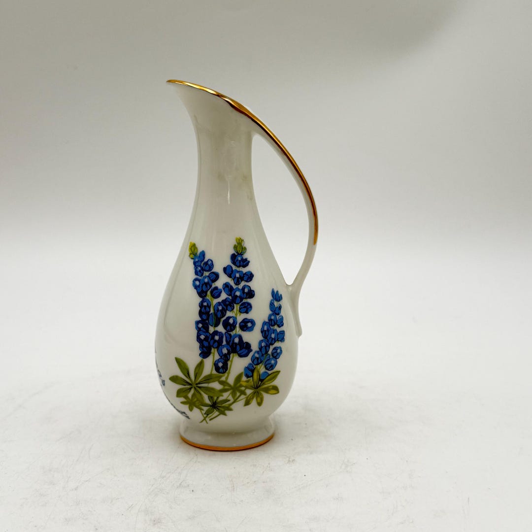 Viletta’s Arts Hand Painted Floral Bud Vase, Gold Trim Porcelain (5 ...