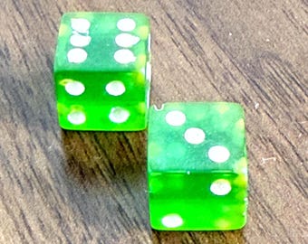 Vintage Green Translucent 12mm Dice 2 Pieces