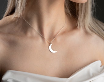 Crescent Moon Necklace, Half Moon Necklace, Moon Pendant, Valentine's Day Gift, Minimalist Necklace, Crescent Pendant Necklace, Gift For Her