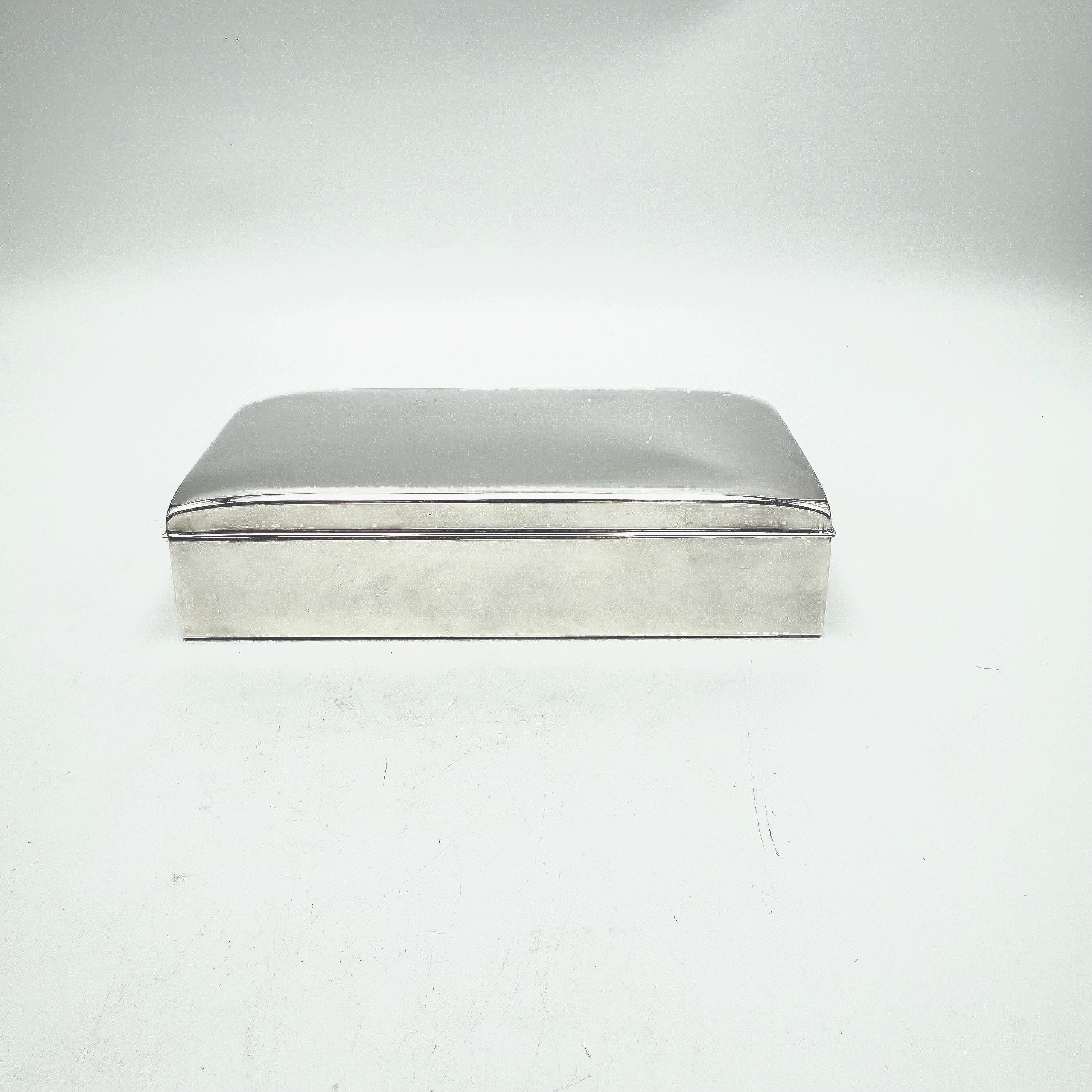 solid silver cigarette box Antique Poole Silver Co. EPCA Silver-Plated Cigarette Box 1899