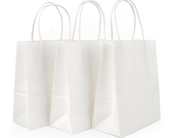 ewtshop 24 Geschenktüten mit Henkel, Geschenktaschen aus weißem Kraftpapier