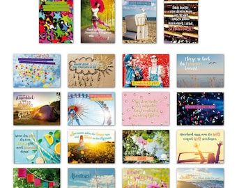 ewtshop 20er Postkarten Set Freude mit 20 Sprüchen & Zitaten Grußkarten
