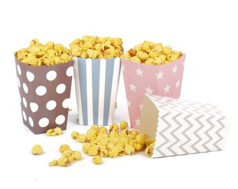 ewtshop® 48 Stück Popcornboxen, Popcorncontainer 4 unterschiedliche Designs, Popcorn Tüten oder Candy Container für Partys, Kinoabende