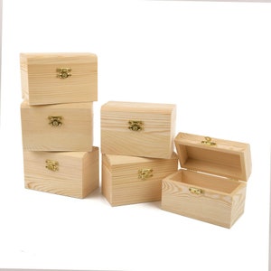 ewtshop set of 6 wooden treasure chests, 12 x 6.5 x 8 cm, treasure chest, jewelry box