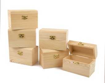 ewtshop 6er-Set Holzschatzkisten, 12x6,5x8cm, Schatzkiste, Schmuckkästchen