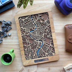 Rom - Italien 3D Karte, Dekoration, einzigartiges Geschenk für Reisende. Spezielle ideale Dekoration für Ihr Zuhause, Büro, Geschäft & Hotels.Loving Erinnerungsgeschenk
