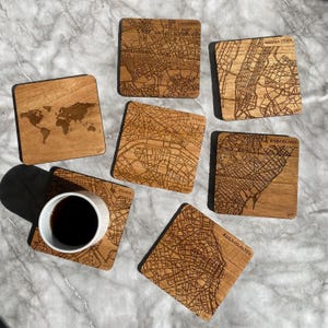 Sous-bocks cartes villes du monde NY-Londres-Paris-Rome-Barcelone-Miami-Buenos Aires/sous-verres pour boissons/Voyage, cadeaux de pendaison de crémaillère