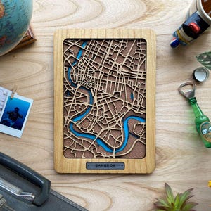 Mapa 3D de Bangkok-Tailândia, decoração, presente exclusivo para viajantes, ideal para decorar sua casa, escritório, negócios e hotéis. Presente de memória amorosa