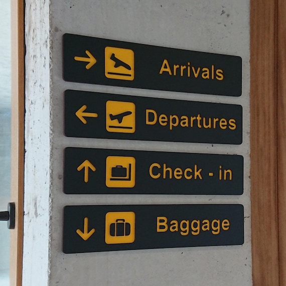 Airport Signage Posters: Travel Theme Wall Art (Set of 4)
