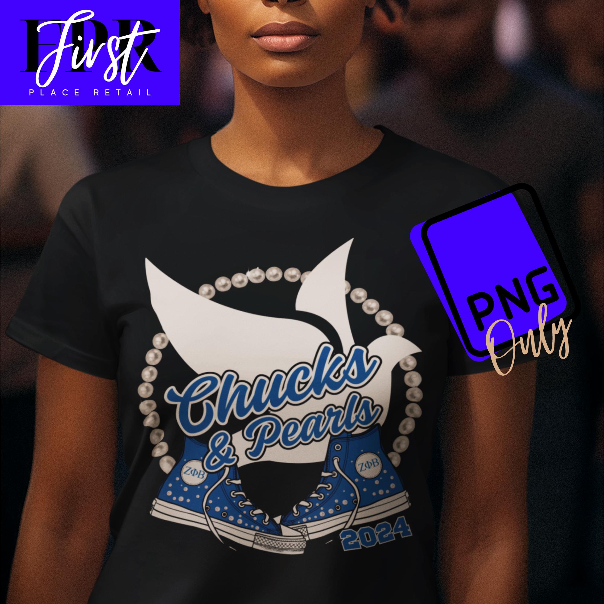 Chucks & Pearls Zeta Phi Beta Printable png ONLY for Iron On Transfer. Instant Download.