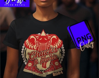 Chucks & Pearls Delta Sigma Theta DST Printable png ONLY for Iron On Transfer. Instant Download.