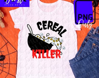 Cereal Killer imprimible png para planchar en transferencia. Descarga instantánea. Diseño de Halloween