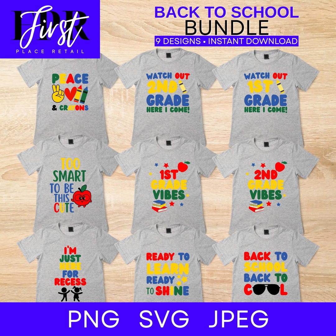 Back to School PNG Shirt Design Bundle – Elementary Kids Digital ...