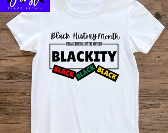 I’m black Everyday But This Month I’m Blackity Black Black svg Cut File, druckbare Png und JPEG zum Aufbügeln. Sofort Download.
