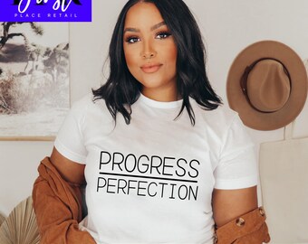 Progress Over Perfection SVG Cut File, Printable png and jpeg for Iron On Transfer. Instant Download.
