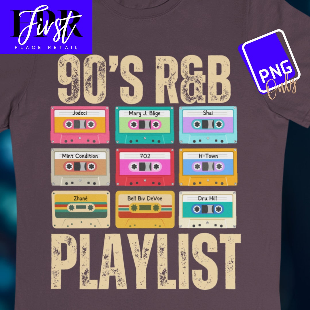 90s R&B Playlist Printable Png ONLY for Iron on Transfer. Instant ...