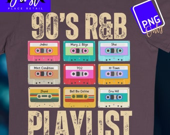90s R&B Playlist Printable png ONLY for Iron On Transfer. Instant Download.