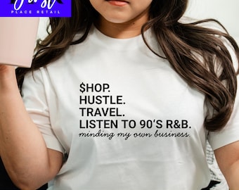 90er Jahre R & B Shirt Design PNG SVG JPG | Black Girl Hustle Zitat | Trendige Retro Musik Grafik | Kommerzielle Nutzung Digitaler Download