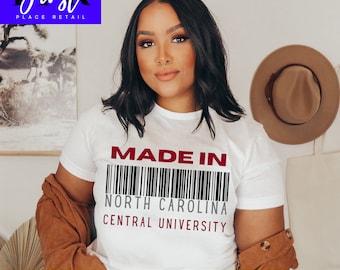 Hecho en la Universidad Central de Carolina del Norte. Archivo SVG de corte, imprimible en formato PNG y JPEG para transferencia térmica. Descarga instantánea.