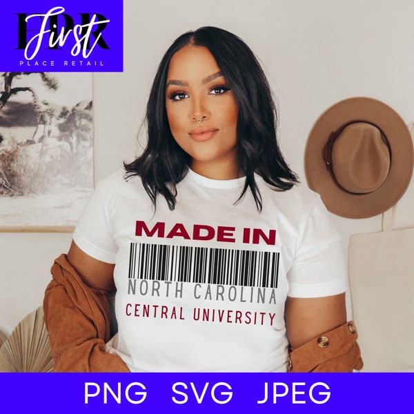 Made in North Carolina Central University svg Cut File, Printable png and jpeg for Iron On Transfer. Instant Download.