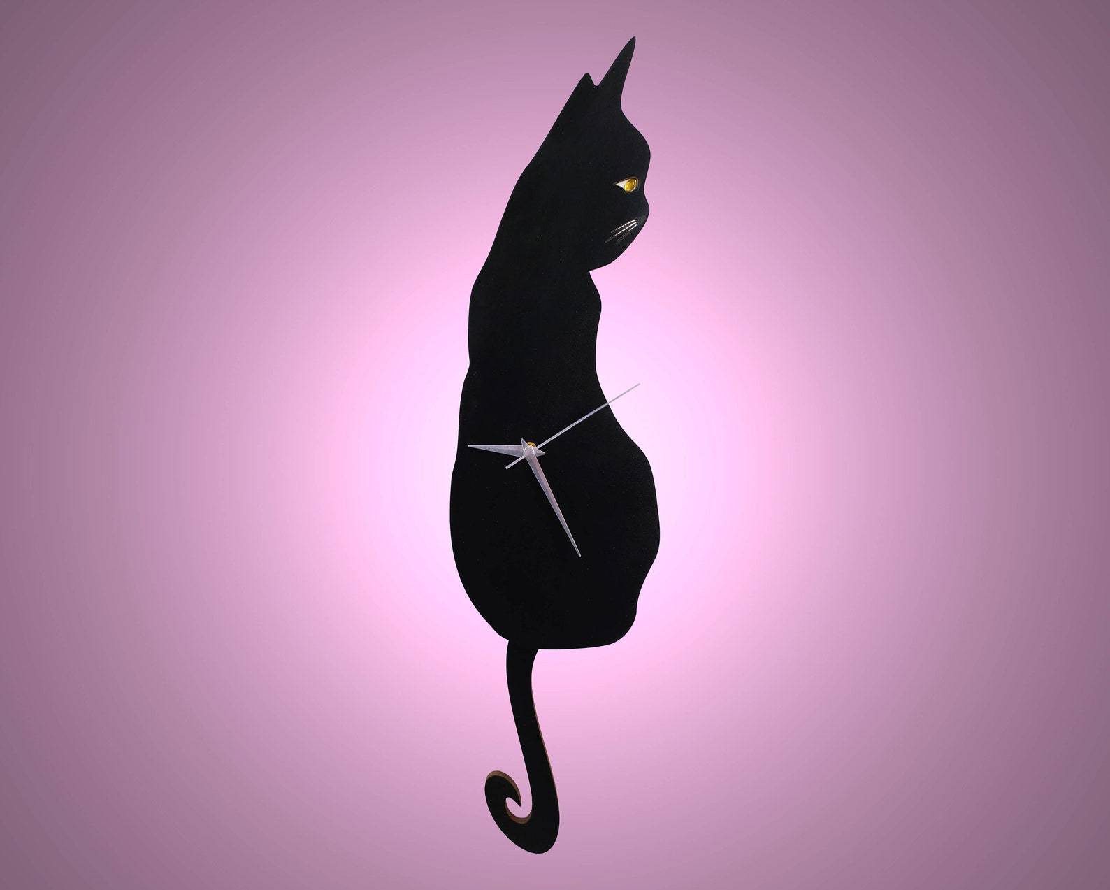 Black Cat Pendulum Wall Clock Cat Clock Cat Clock With Etsy