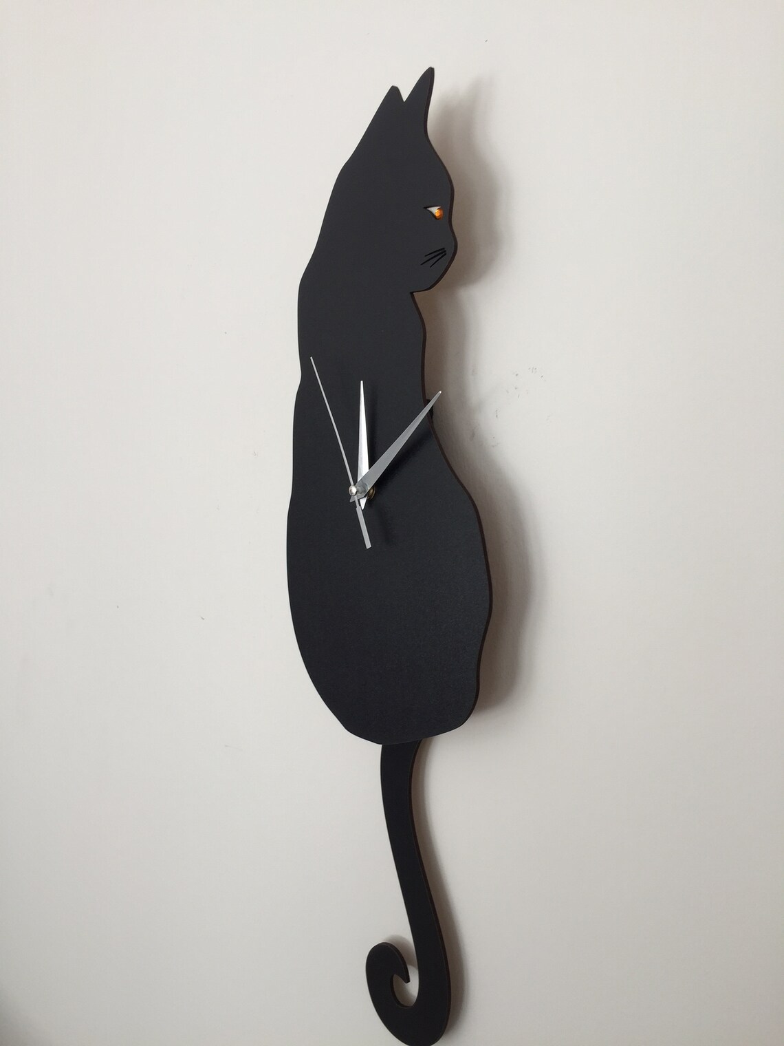 Black Cat Pendulum Wall Clock Cat Clock Cat Clock With Etsy