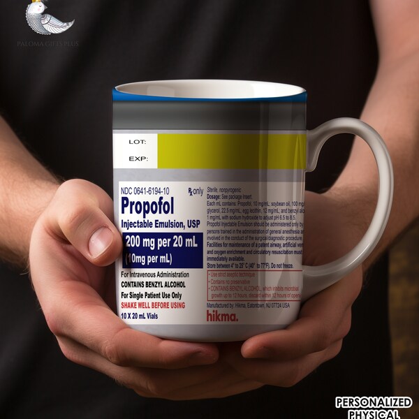 Custom Propofol Gift Prescription Mug Medicine Bottle Mug Healthcare Gift Anesthesiologist Mug Pharmacist Gift Nurse Anesthetist Gift