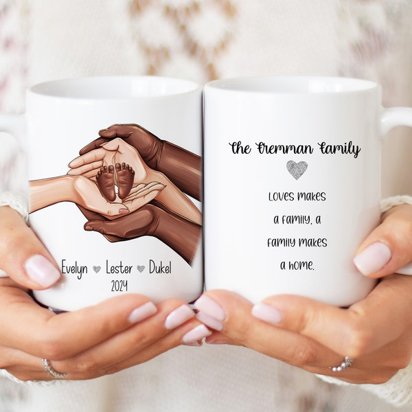 Parents Hands Holding Baby Feet Gift-First Time Mom Gift-Custom Family Mug Gift for Mom-Family Hands Mug-1st Mother's Day Mug-Mug Gift