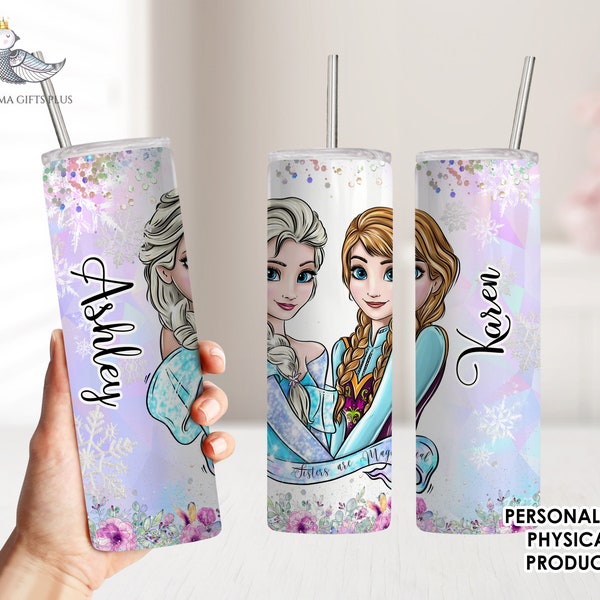 Princess Sisters Gifts-Personalized Gifts for Kids Girls-Childrens Tumbler-Girls Princess Water Bottle-Princess Sisters Birthday Gift