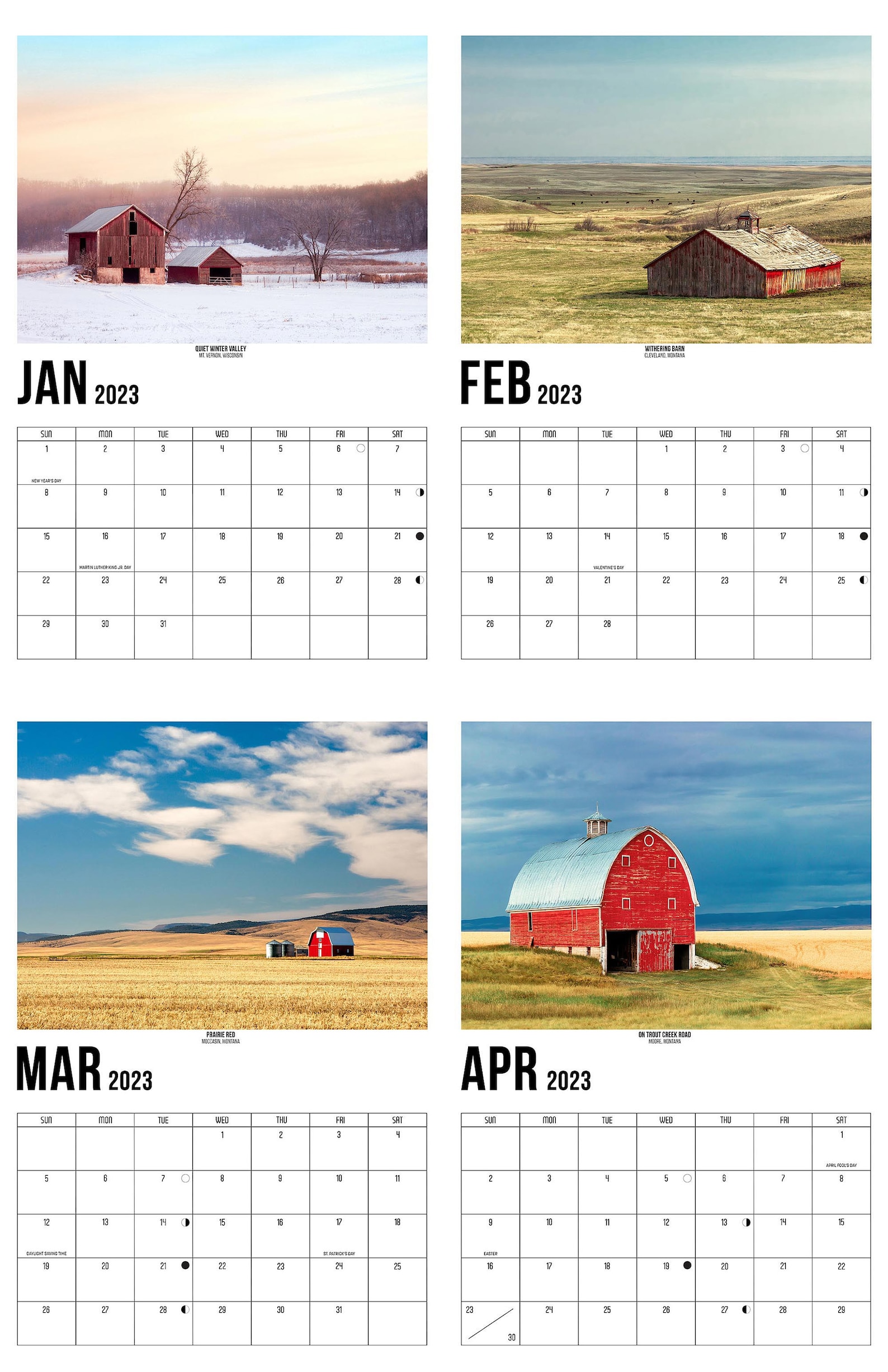 2023 Barns Wall Calendar by Todd Klassy FREE SHIPPING Etsy