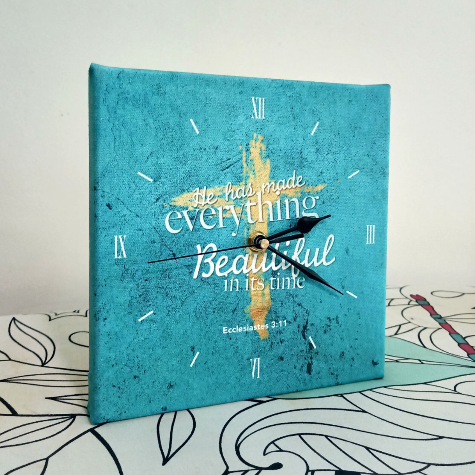 Creative Canvas Wall Clock with Ecc 311 verse 20x20cm Etsy